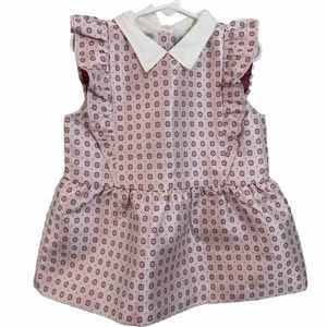 janie and‎ jack girls size 6 Jacquard Ruffle Top Silky flower Preppy